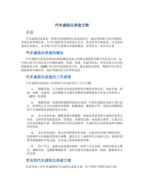 汽车虚拟仪表盘方案