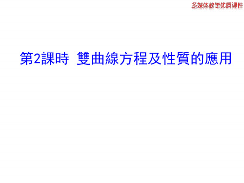 人教版高中数学课件-双曲线方程及性质的应用