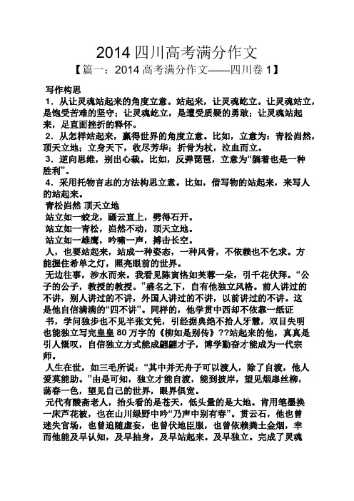 高考作文之2014四川高考满分作文