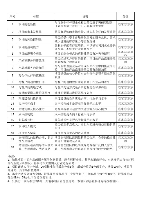 投行项目评选表