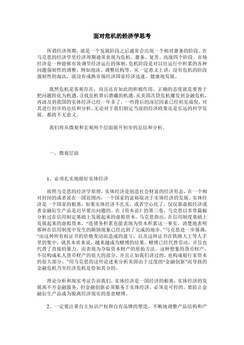 面对危机的经济学思考