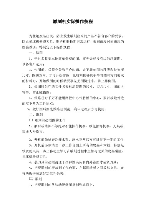 雕刻机自编操作规程