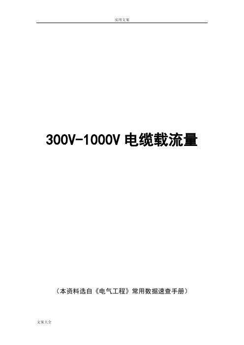 新颖常用电缆电缆载流量表
