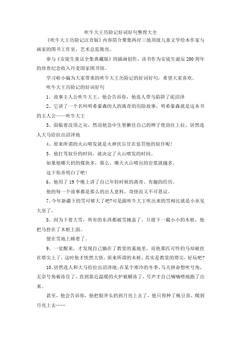最新-吹牛大王历险记好词好句整理大全 精品