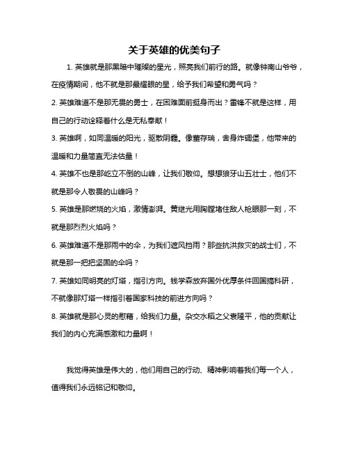 关于英雄的优美句子