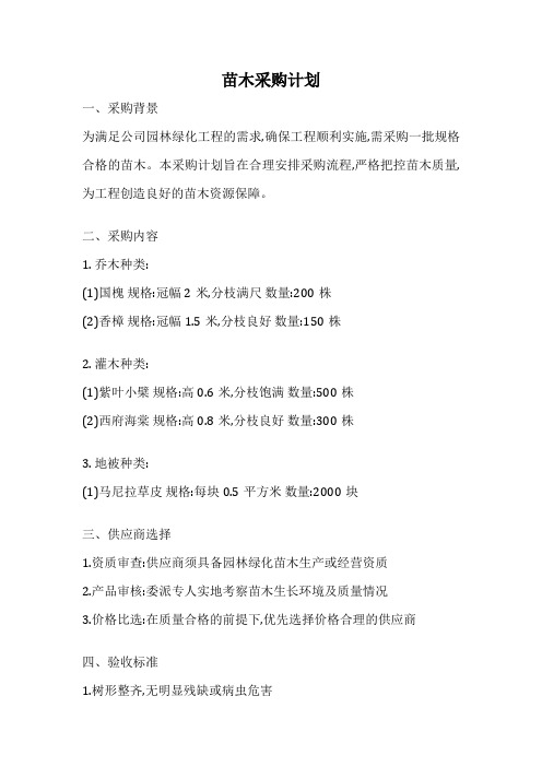 苗木采购计划