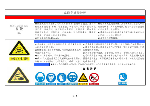 盐酸危害告知牌