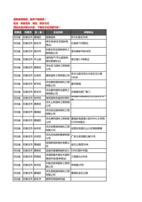 新版河北省石家庄市园林企业公司商家户名录单联系方式地址大全296家