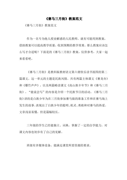 《赛马三月街》教案范文