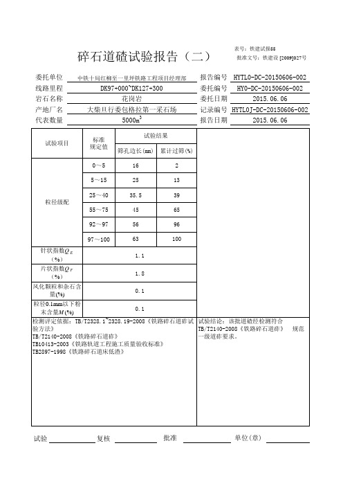 道砟试验报告