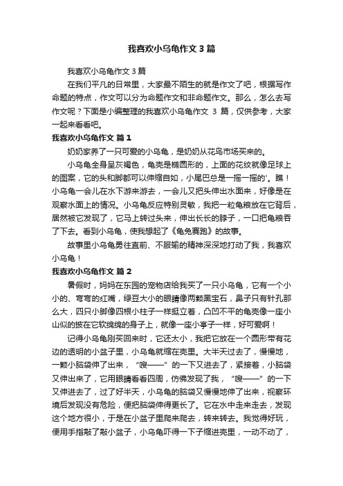 我喜欢小乌龟作文3篇