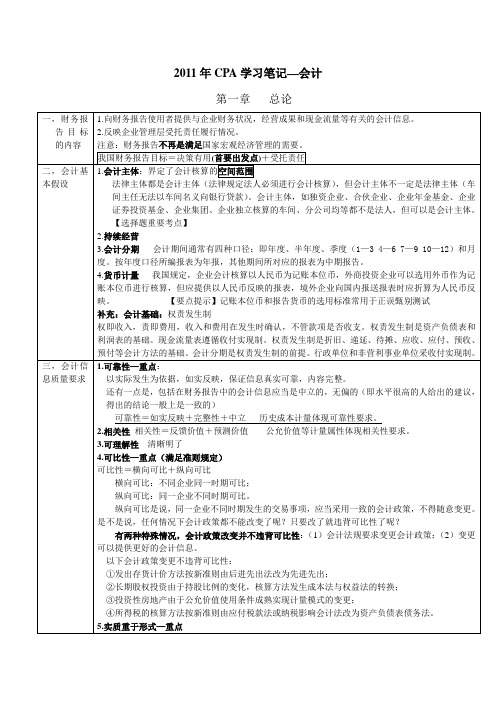 2011会计笔记-全