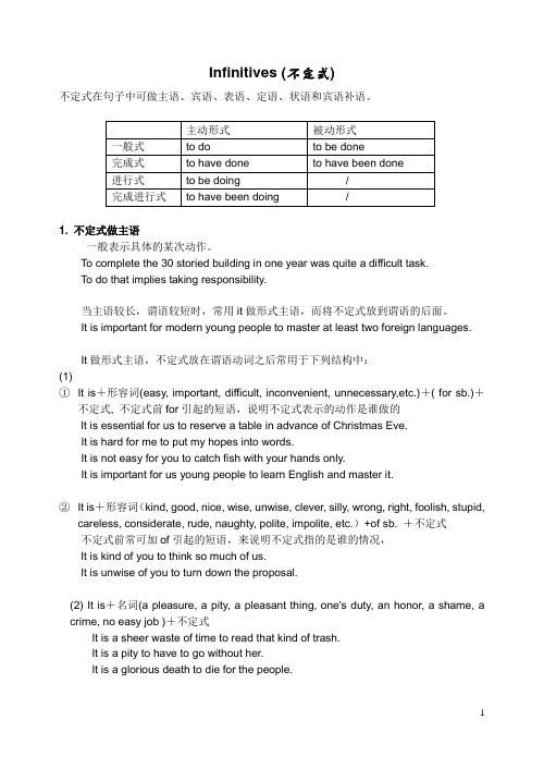 英语不定式的用法 Infinitives