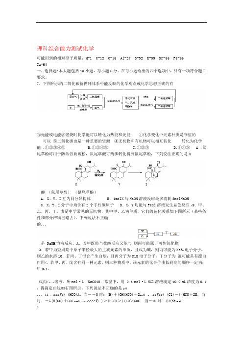 河北省冀州中学高考理综化学部分仿真题 试题1