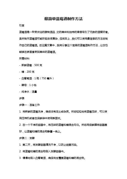 最简单蓝莓酒制作方法