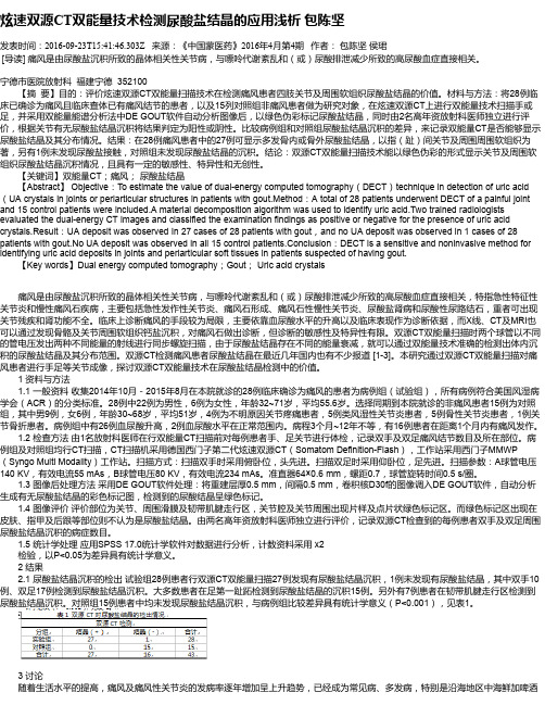 炫速双源CT双能量技术检测尿酸盐结晶的应用浅析 包陈坚