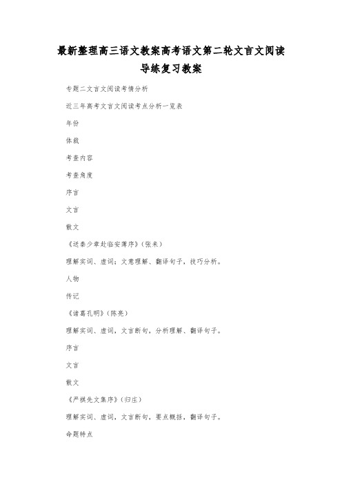 最新整理高三语文高考语文第二轮文言文阅读导练复习教案_1.docx