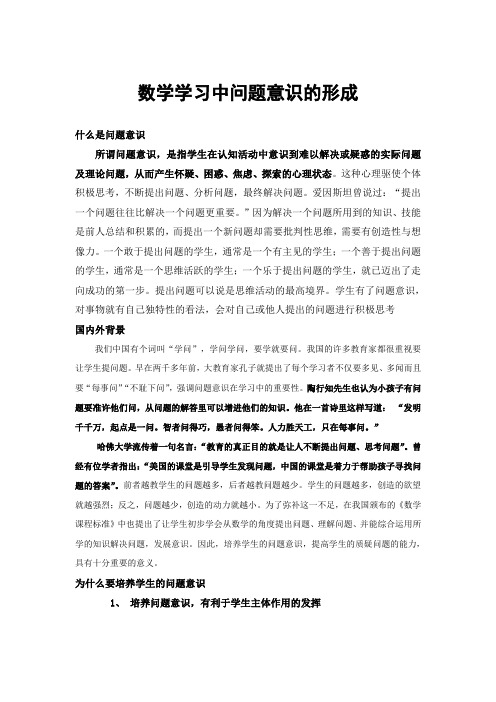 数学学习中问题意识的形成