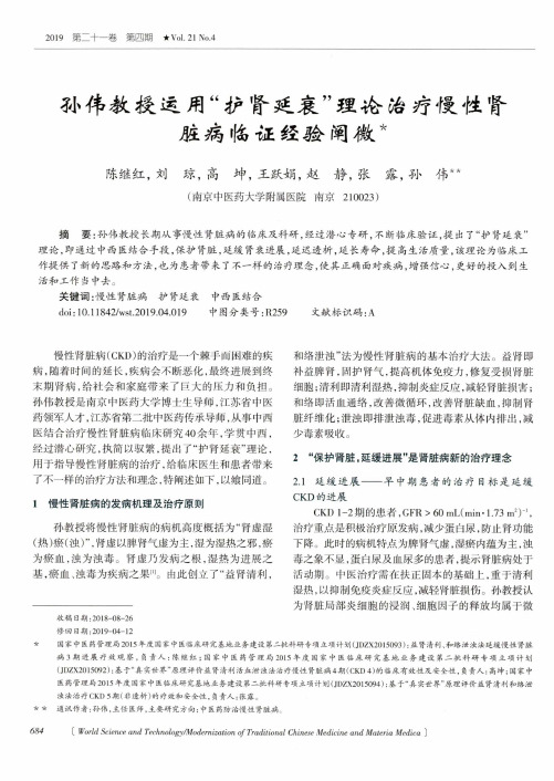 孙伟教授运用“护肾延衰”理论治疗慢性肾脏病临证经验阐微