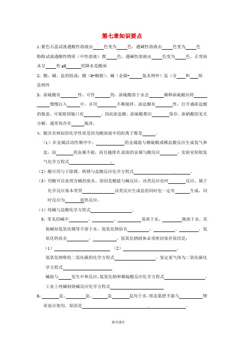 九年级化学下册 第七章知识要点 沪教版