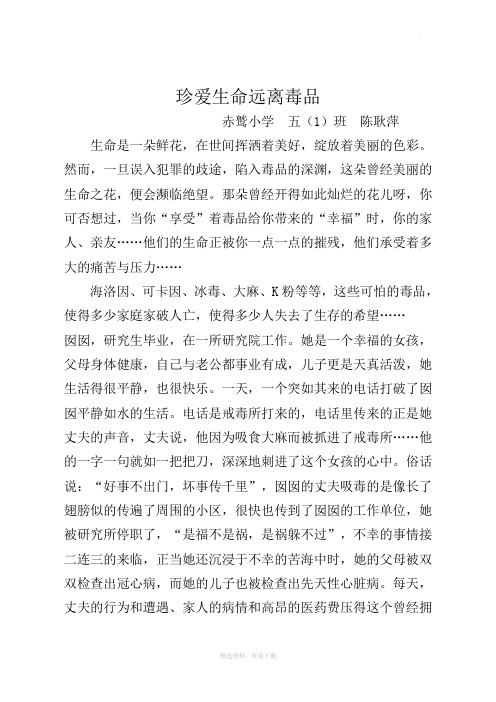 珍爱生命远离毒品征文(陈耿萍)