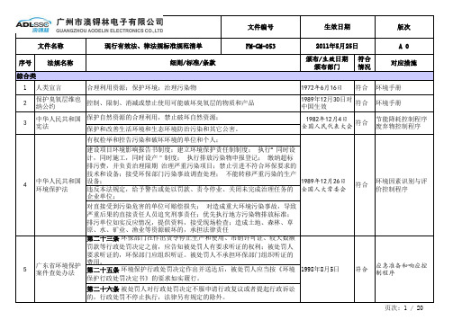 现行有效法律法规标准规范清单OK