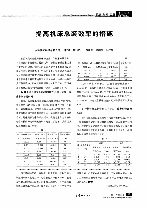 提高机床总装效率的措施