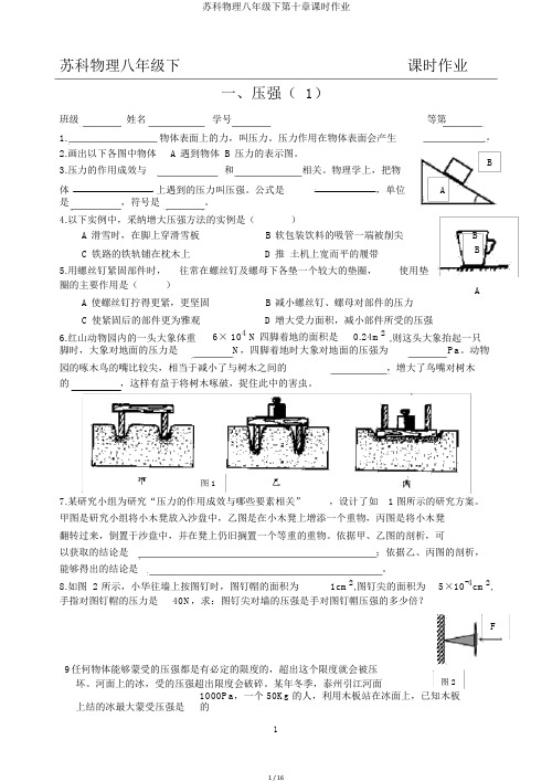 苏科物理八年级下第十章课时作业