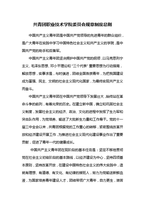 共青团职业技术学院委员会规章制度总则