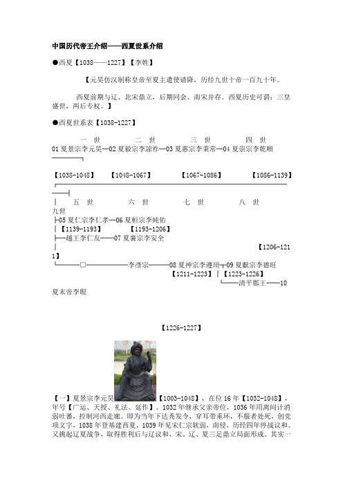 中国历代帝王介绍——西夏