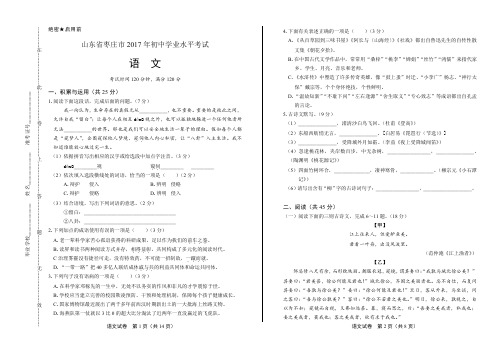 2017年山东省枣庄市中考语文试卷含答案