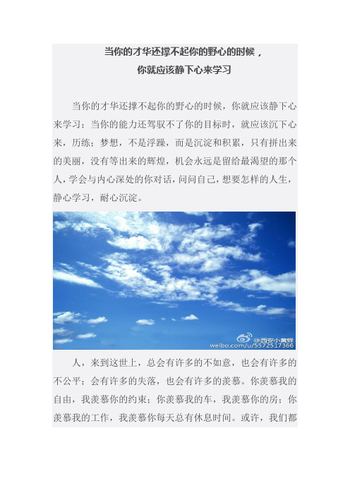 当你的才华还撑不起你的野心的时候,你就应该静下心来学习