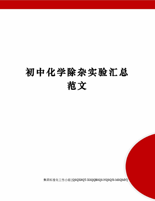 初中化学除杂实验汇总范文