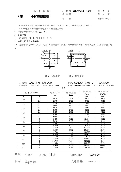 GBT3094-2000冷拔异性钢管