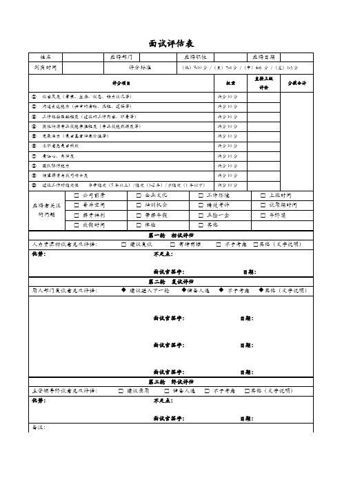 面试评估表-模板