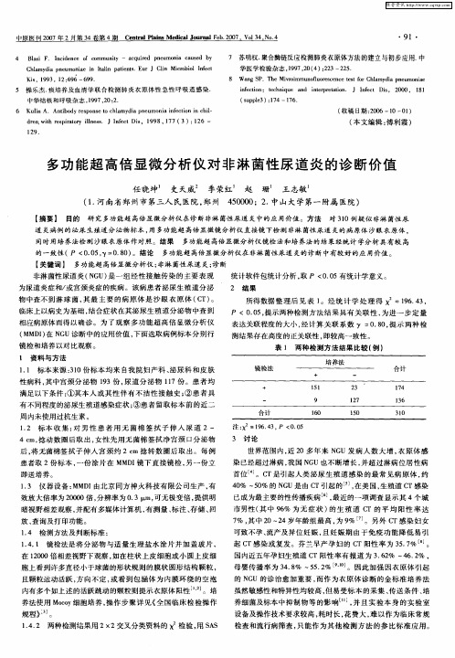 多功能超高倍显微分析仪对非淋菌性尿道炎的诊断价值
