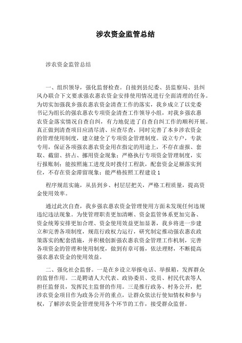涉农资金监管总结