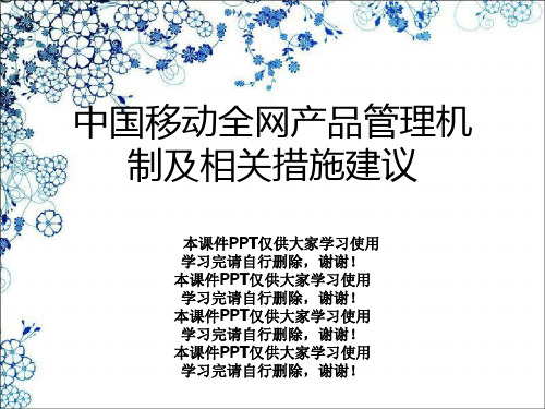 中国移动全网产品管理机制及相关措施建议