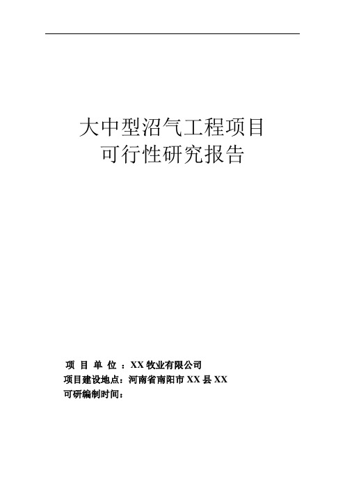大中型沼气工程项目投资可行性研究报告