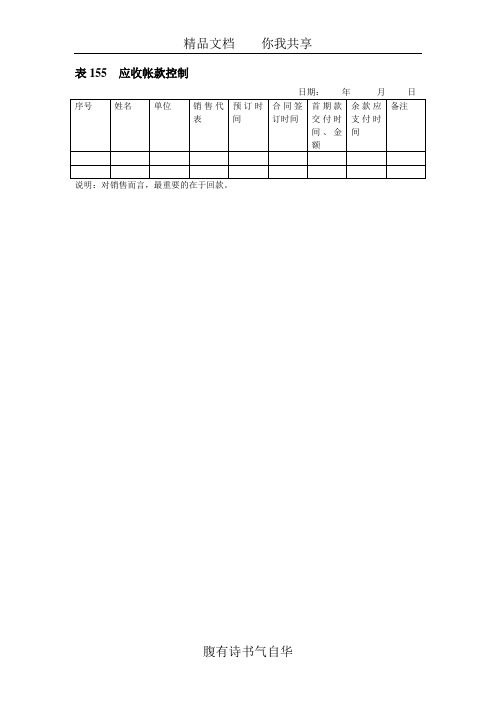 销售资金回笼表格155-159