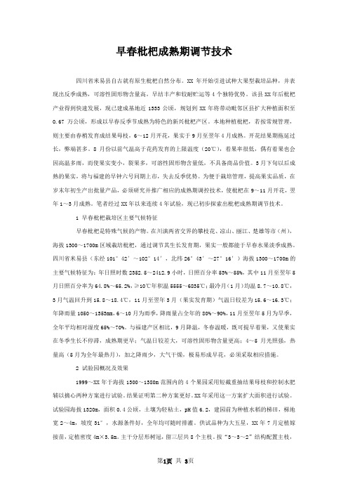 早春枇杷成熟期调节技术