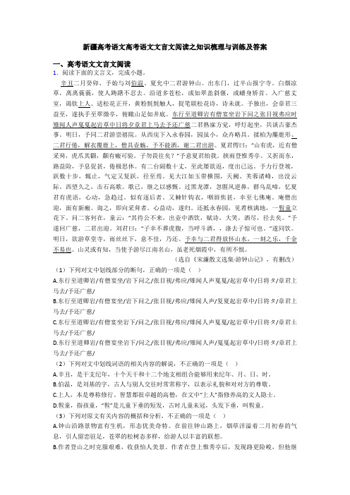 新疆高考语文高考语文文言文阅读之知识梳理与训练及答案