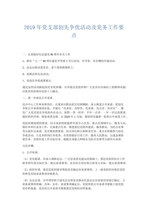 文秘知识-2019年党支部创先争优活动及党务工作要点 精品