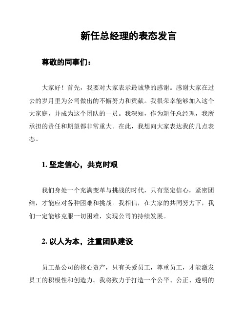 新任总经理的表态发言