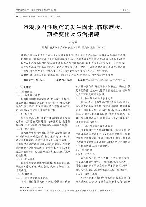 蛋鸡顽固性腹泻的发生因素、临床症状、剖检变化及防治措施