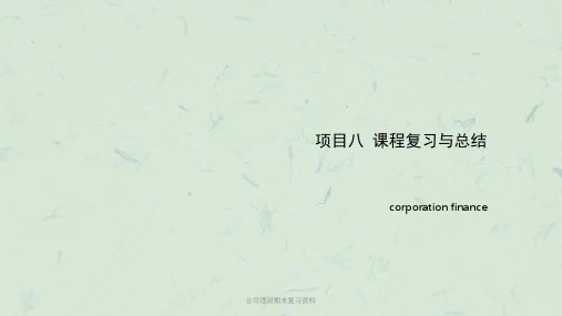 公司理财期末复习资料课件