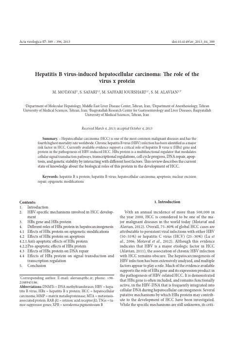 Hepatitis B virus-induced hepatocellular carcinoma the role of the virus x protein