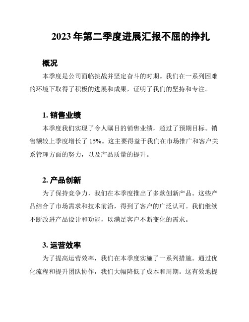 2023年第二季度进展汇报不屈的挣扎