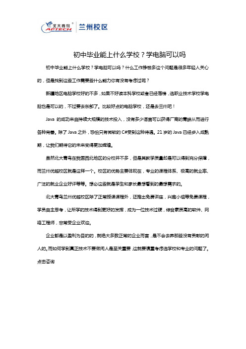 初中毕业能上什么学校？学电脑可以吗