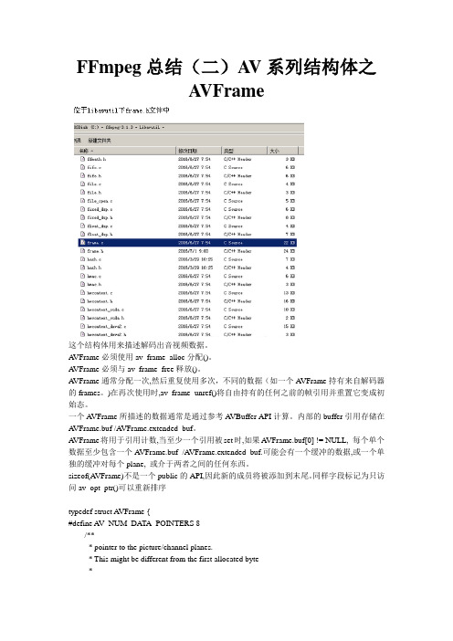 FFmpeg总结(二)AV系列结构体之AVFrame